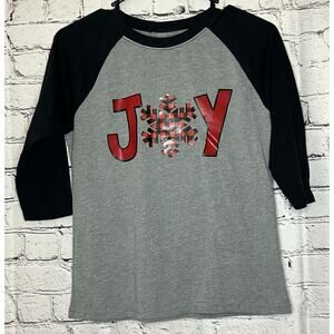 Next Level Youth Girls Raglan T-shirt Christmas Joy Size L Holiday